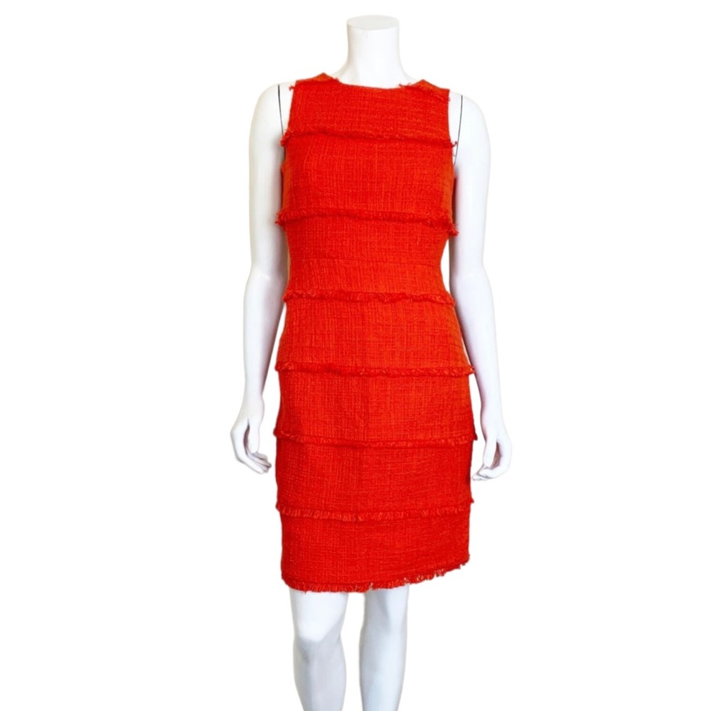 J. Crew | Women's Scarlet Red Fringy Tweed Sheath Dress | Size: 0